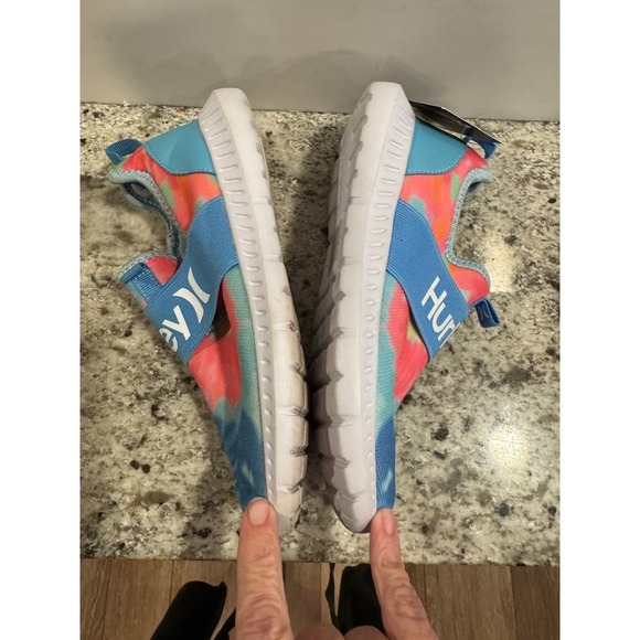 Kids Hurley Camby Tie Dye Slip On Shoes Aqua Pink Blue Kids Size - Picture 7 of 12